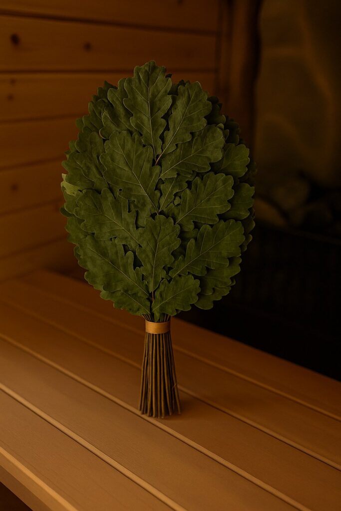 Ozola pirtsslota, novietota uz lāvas