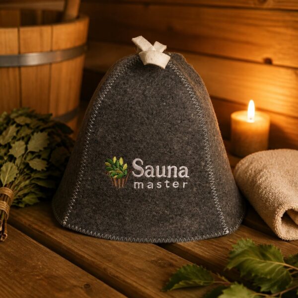 pirts cepure sauna master pelēka filca pirtī