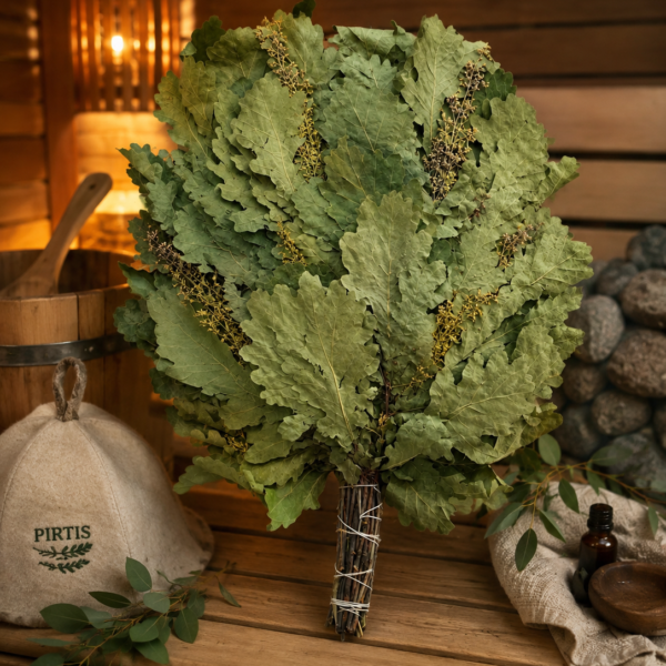 Oak Sauna Whisk with Herbs – Wormwood or Chamomile – Nature's Strength for an Authentic Sauna Experience 🌿🌼