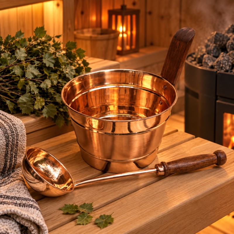 Vara_kauss_kipitis_spidigs Copper Sauna Bucket 4L with Ladle – 5% Better Value as a Set 🔥💧 - Image 1